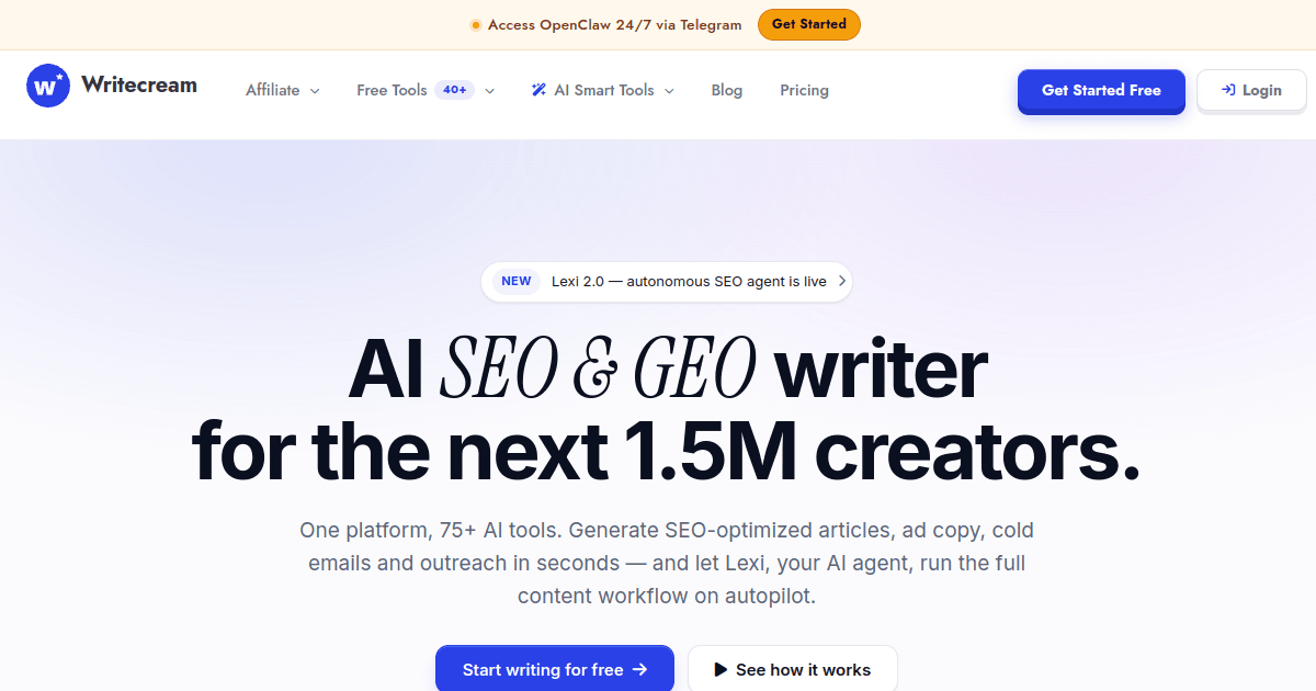 Writecream banner